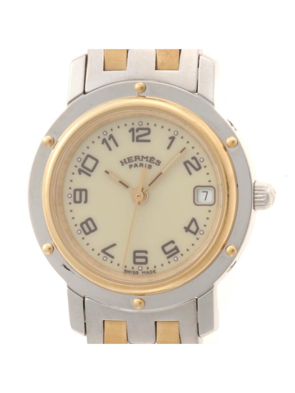 Hermes Clipper SS Watch Beige Dial
